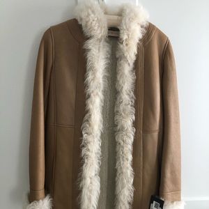 Tory Burch leather and shearling coat NWT. Extremely rare find!